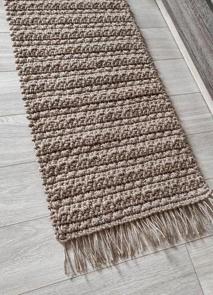 Плетений коврик з китицями. джутовий килимок для ванни. вхідний килим6 фото