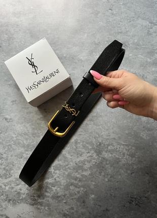 Женский кожаный качественный чёрный ремень в стиле ysl yves laurent