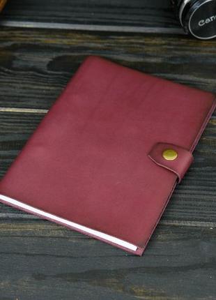 Блокнот в кожаной обложке формата а5, натуральная кожа итальянский краст, цвет бордо