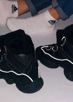 Топ ❗️ зимние кроссовки с мехом adidas yeezy 500 high "winter" ❄️8 фото