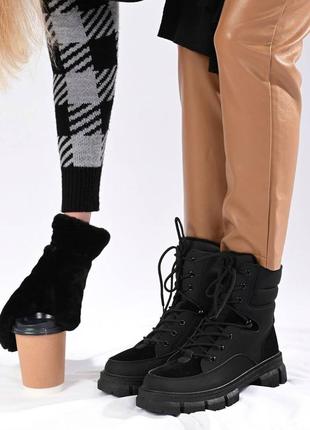 Ботинки женские зимние, шнуровка, сбоку на молнии.6 фото