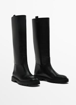 Шкіряні чоботи труби massimo dutti 1004/350