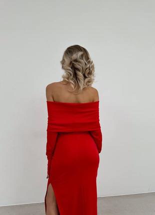 Платье длинное с открытыми плечами5 фото