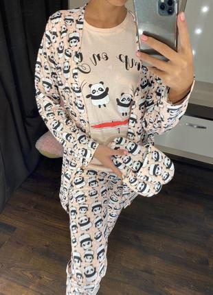 Pijamoni 5в1 халат-футболка-штани-маска-тапки 100%бавовна с, м, л,хл