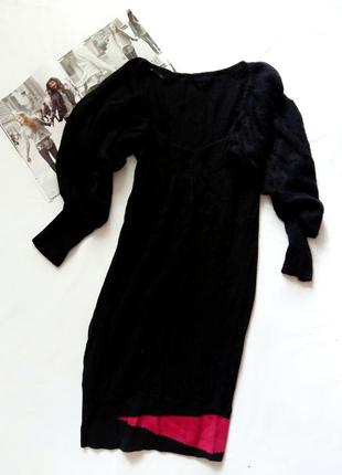 Черное вязаное платье с квадратным вырезом miss sixty