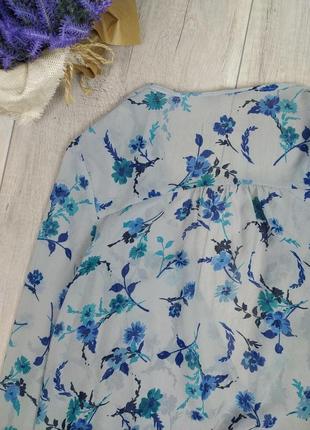 Жіноча блузка tu без застібки з коротким рукавом блакитна прозора з квітковим принтом розмір 14 (l)5 фото