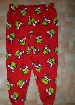 Мега теплые пушистые штаны гринч, grinch, меховушка, плюш primark р-р xl1 фото