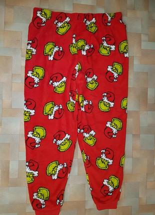 Мега теплые пушистые штаны гринч, grinch, меховушка, плюш primark р-р xl2 фото