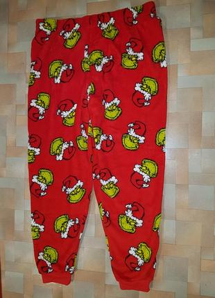 Мега теплые пушистые штаны гринч, grinch, меховушка, плюш primark р-р xl4 фото