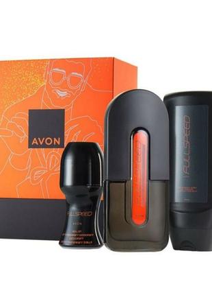 Мужской парфюмерно-косметический набор avon full speed (туалетная вода+гель для душа+ дезд.)2 фото