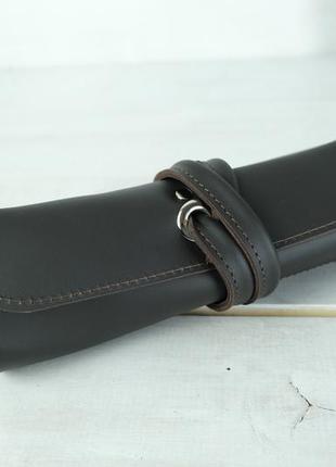 Кожаный пенал "скрутка на 6 кармана", натуральная кожа grand, цвет шоколад