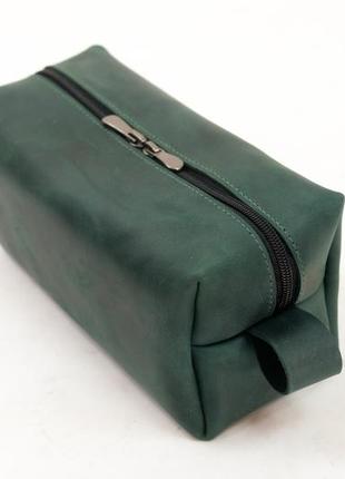 Кожаный несессер "средний", натуральная винтажная кожа. цвет зеленый