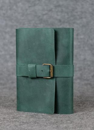 Кожаная обложка для блокнота а5 дизайн №3, натуральная винтажная кожа, цвет зеленый