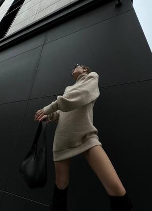 Сукня-туніка жіноча з двосторонньої ангори xs/s/m/l біла, бежева3 фото