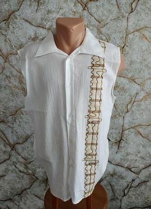 Мужская льняная тенниска без рукавов турция