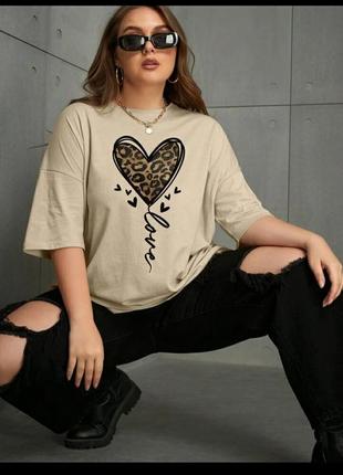 Женская футболка с лепардовым принтом "сердце"9 фото