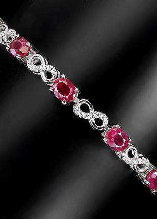 Браслет серебро 925 натуральный рубин
