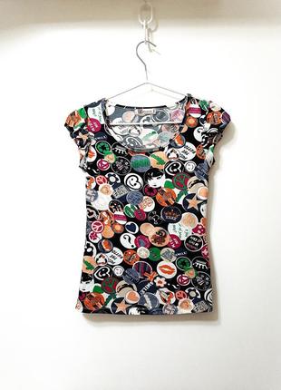 Vdp италия кофточка футболка микрофибра-эластик короткиt рукава чёрная/белая/разноцветная женская1 фото
