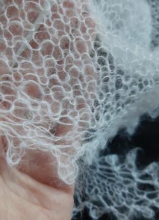 Біла шаль павутинка з альпаки/мохеру, вязаний трикутний шарф, шаль, легка в'язана...