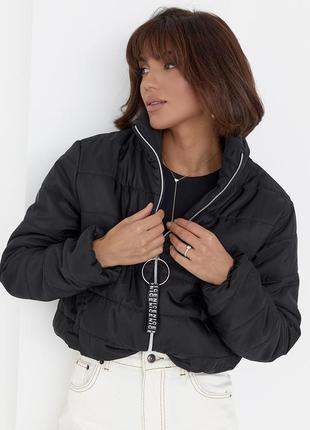 Жіноча куртка демісезонна на блискавці — чорний колір, 40р (є розміри)6 фото
