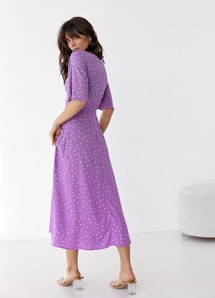 Платье-миди с короткими расклешенными рукавами - фиолетовый цвет, s (есть размеры)2 фото