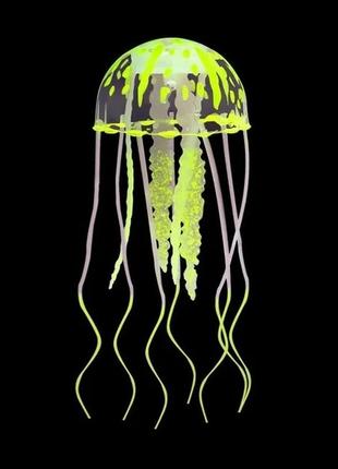 Медуза, декор для аквариума зелёная