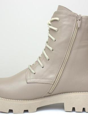 Ботинки кожаные кофейные на меху женская обувь больших размеров 40 41 42 43 44 cosmo shoes new kate latte bs5 фото