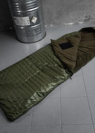 Спальний мішок oxford з флісовою підкладкою / туристичний спальник з утеплювачем холлофайбер олива розмір 220 х 80 см
