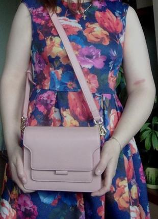 Сумка кожаная женская стильная. сумочка из натуральной кожи прямоугольная (розовая)9 фото