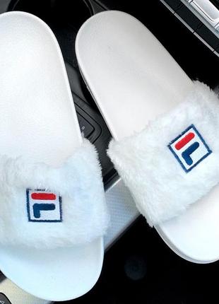 Fila slippers fur white