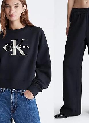 Дуже товсті штани флісові прямі розмір l-xl calvin klein wide-leg оригінал