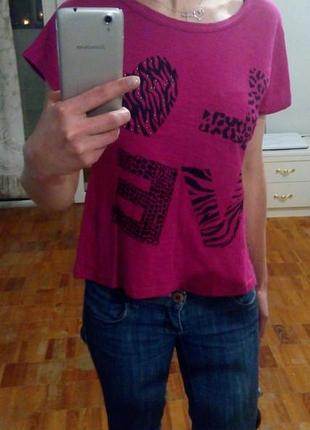 Оригінальна футболка бавовняна trendy look - one sizе (фуксія)
