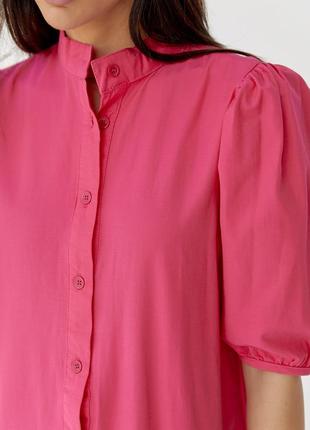 Довге плаття на ґудзиках з воланом низом — фуксія колір, s (є розміри)4 фото