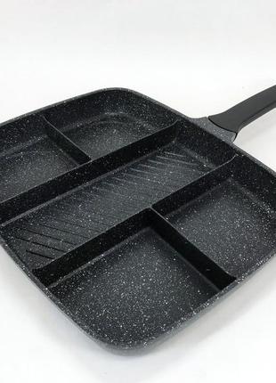 Сковорода з гранітним покриттям 5в1 unique un-4021, антипригарний гриль10 фото