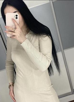 Платье миди в рубчик