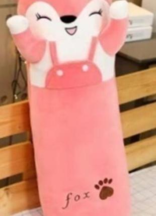 М'яка іграшка подушка, обіймашка, довгий кіт батон, лисиця, fox-антистрес 90 см