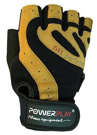 Перчатки для фитнеса и тяжелой атлетики 1584 s черно-коричневый (07228026), power play