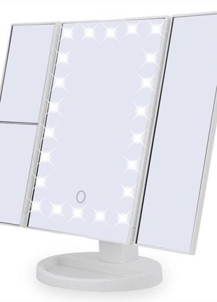 Зеркало superstar magnifying mirror для макияжа с led-подсветкой белый