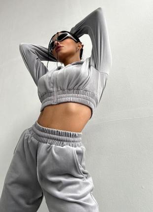Жіночий костюм спортивний велюровий з топом7 фото