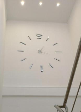 Настінний годинник diy clock zh003 срібного кольору, великий. настінний 3d годинник "зроби сам"4 фото