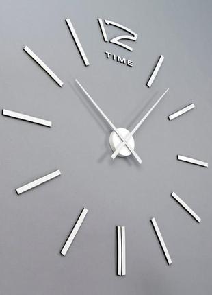 Настінний годинник diy clock zh003 срібного кольору, великий. настінний 3d годинник "зроби сам"