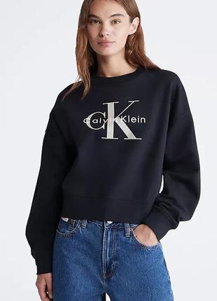 Очень толстый свитшот оверсайз флисовая кофта размер l calvin klein  оригинал