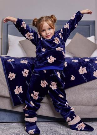 Детская пижама махровая с принтом1 фото