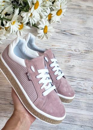 Пудровые кеды замшевые р 36-40 мокасины кроссовки пудрові кеди кросівки