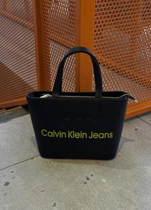 Сумка в стилі calvin klein tote bag black yellow