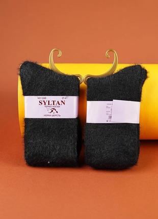 Женские высокие зимние шерстяные норочные термо носки syltan, размер 36-41, черные4 фото