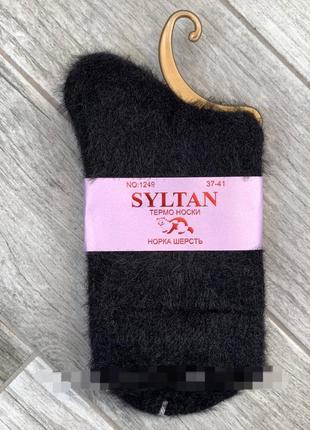 Женские высокие зимние шерстяные норочные термо носки syltan, размер 36-41, черные2 фото