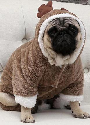 Одежда для собак resteq. костюм олень для собак. теплый костюм с подкладкой. костюм для животных олень xxl
