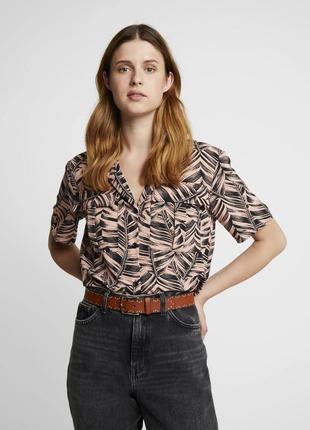 Стильная блузка, рубашка "topshop" с растительным принтом. размер uk12/eur40.5 фото
