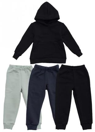 Комплект: детские спортивные джоггеры утепленные 3 шт + худи